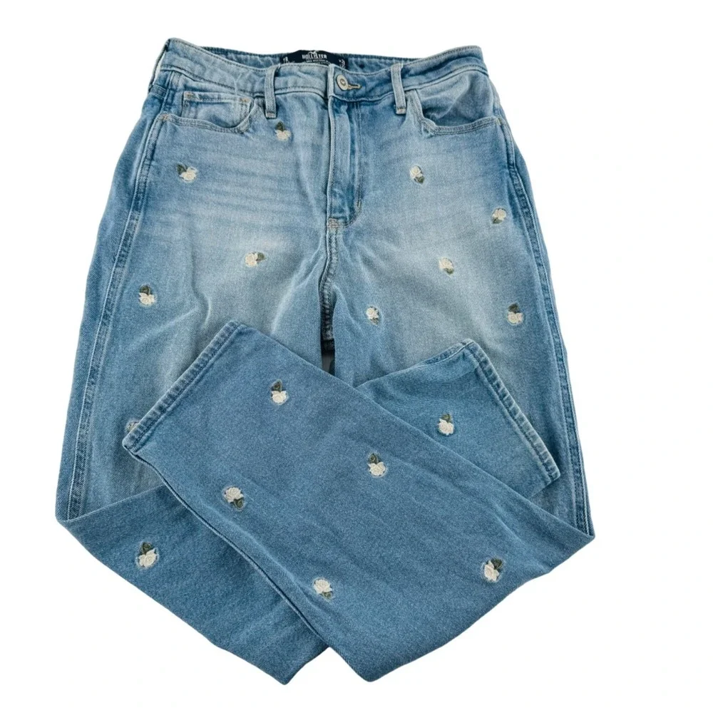 Hollister‎ Ultra High-Rise Mom Jeans Distressed Denim Size 7R